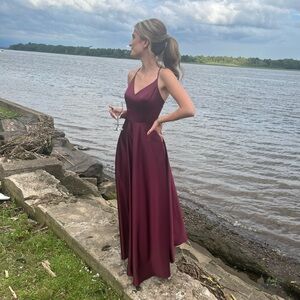 Bridesmaid wedding dress burgundy Davids Bridal